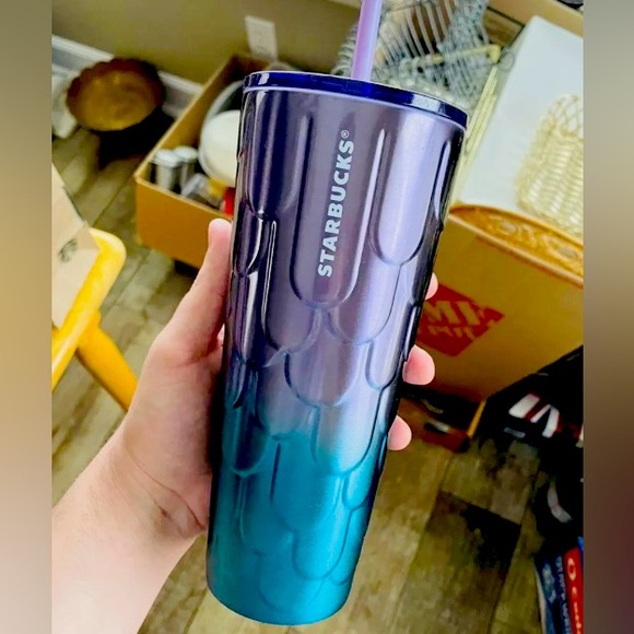 Starbucks Mermaid Scales Stainless Tumbler Ombre Steel Glitter Cup 24oz NWT 2023 - Picture 12 of 13